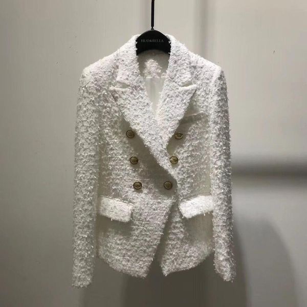 

2019 autumn new women tweed wool blazer coat ddxgz2, White;black