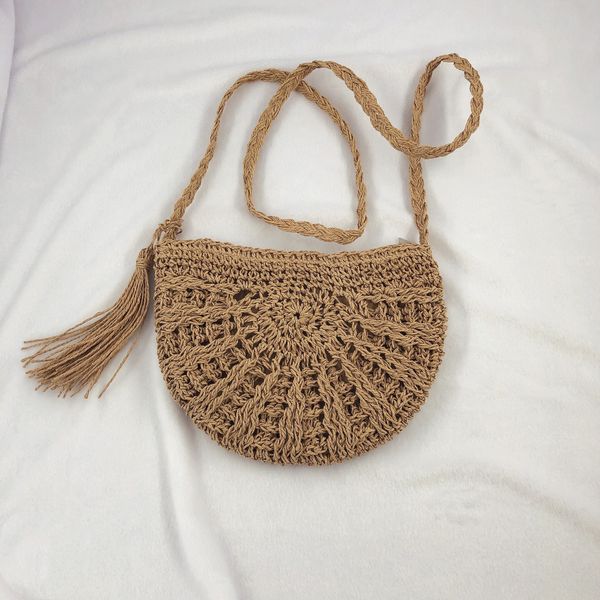 

a generation of fat straw bag new crossbody crochet bag handmade woven bag shoulder diagonal straw