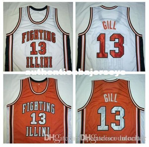 

factory outle #13 kendall gill fighting illinois college basketball jerseys embroidery stitched personalized custom any size and name jersey, Black;blue