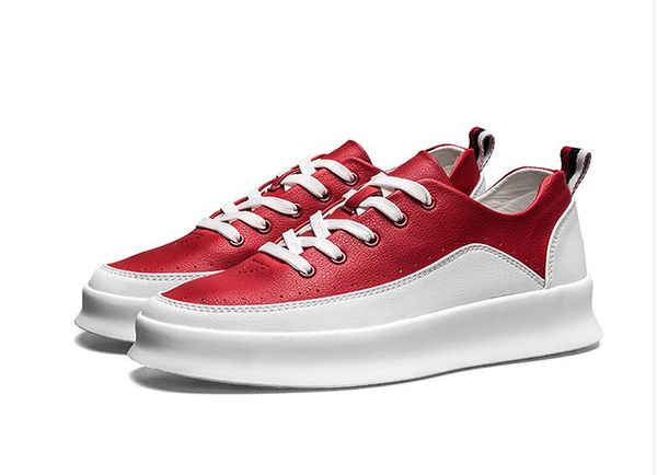 

hip hop street fashion men casual shoes leather sneakers black white male walking shoes non-slip breathable