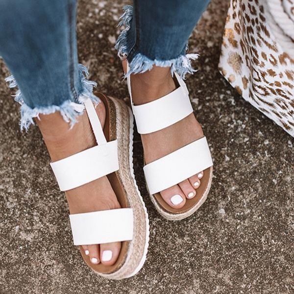 

nice women sandals new platform sandals with wedges shoes for women summer chaussures femme leather chunky heels sandalias mujer, Black
