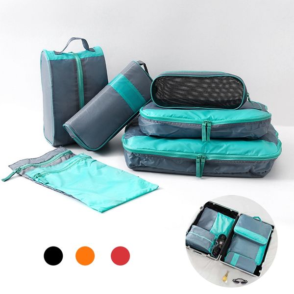 

7pcs travel packing cubes storage bag suitcase luggage organizers set hanging compression bags for clothing underwear shoes