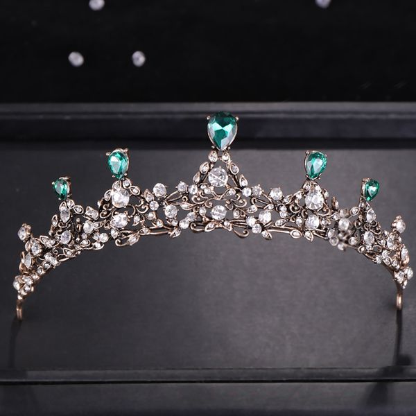 

vintage baroque green white crystal wedding bridal tiaras hairband headpiece princess pageant crown bridal hair accessories, White;golden