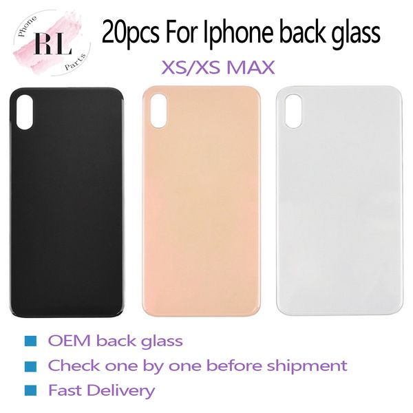

20pcs oem battery cover back door chassis housing glass cover for iphone xs xs max back glass ing