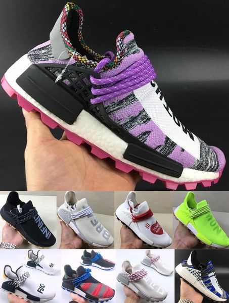 

2019 human race hu pharrell williams platform nerd running shoes for men women black white blue green cream mens trainers sports sneakers