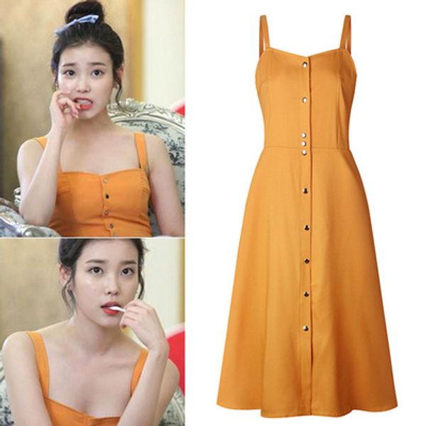 

iu same style summer show thin close waist vintage open back dress, White