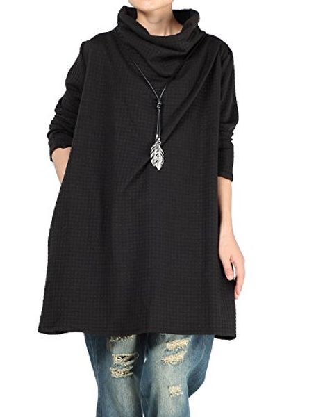 

casual dresses mordenmiss women's cowl neck long sleeve tunics, Black;gray