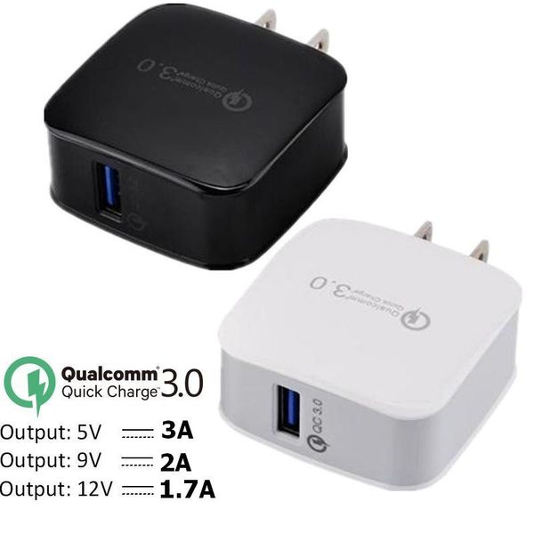 

quick charge qc3.0 eu us ac home travel wall charger plug adapter for iphone 7 8 x 11 samsung s8 s9 s10 note 10 android phone pc mp3