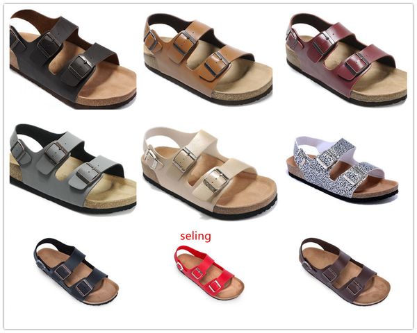 

2019 fashion famous brand arizona men flat heel sandals women multaicolor summer casual shoes buckle genuine leather wholesale