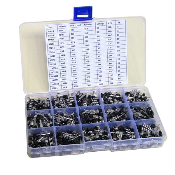 

pack of 750pcs general signal bipolar transistor to-92 assortment box kit