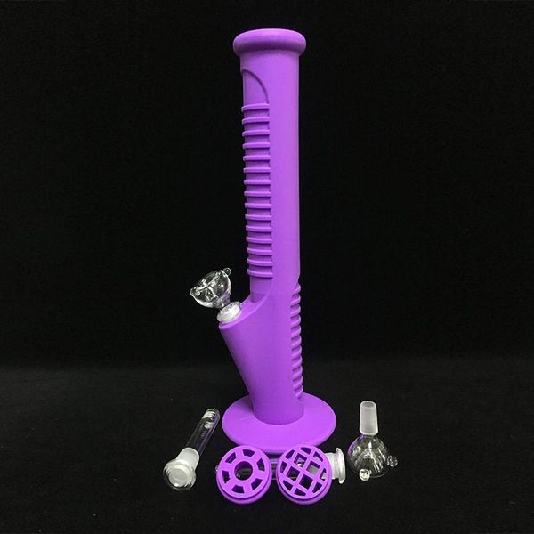 

high 14 inch purple silicone bongs with glass quartz nail glass bongs glass pipes water bongs