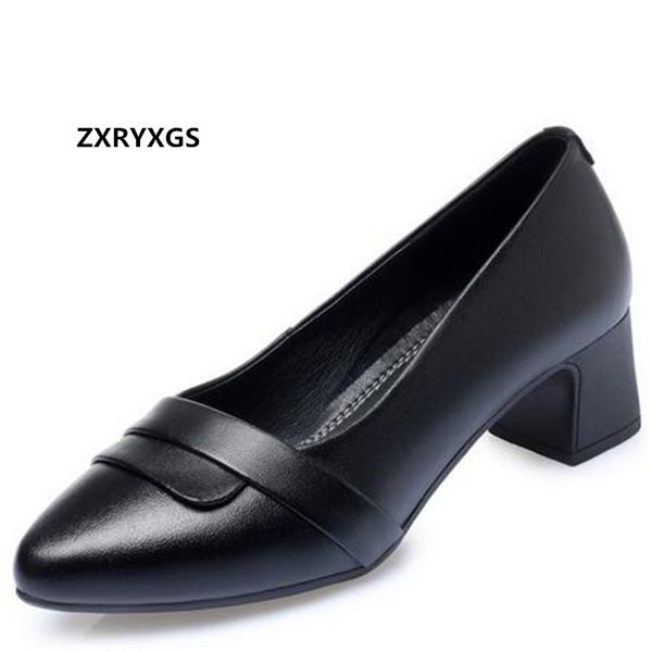 

sale cowhide women high heeled shoes 2020 new spring autumn elegant fashion shoes woman plus size leather, Black