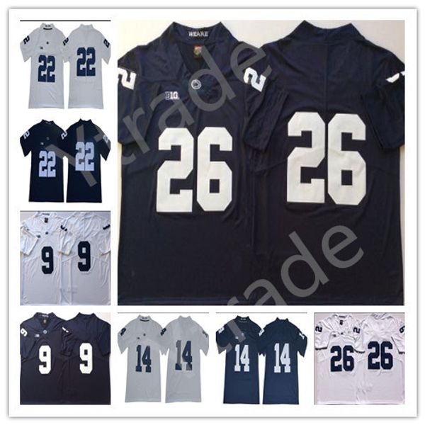 

saquon barkley 2019 penn state nittany lions football 14 sean clifford 1 kj hamler 22 akeel lynch 9 trace mcsorley psu big college jersey, Black