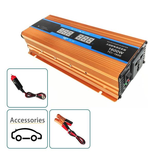 

1500w portable car power inverter dc12v to ac110v aluminum alloy dual usb charger converter high efficiency converter