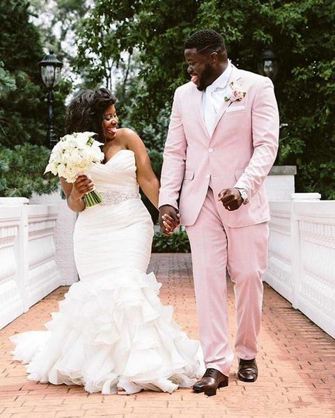 

plus size african mermaid wedding dresses sweep train matched beads crystal sash pleats sweetheart organza ruffled bridal gowns 10, White