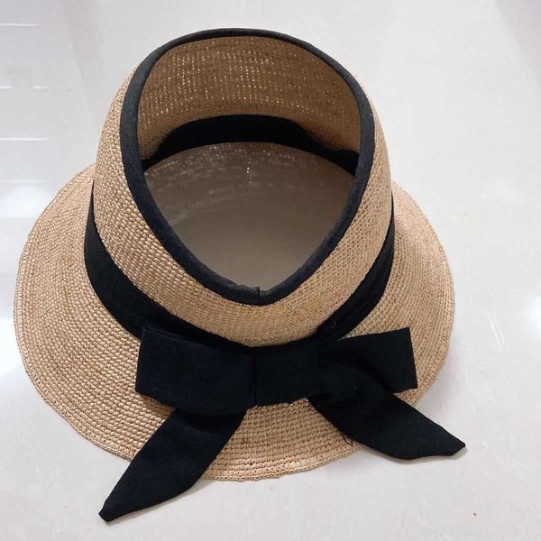 

artistic bowknot breathable lafite straw beach for straw sunscreen seaside holiday sunshade beach hat outdoor sunscreen hat, Blue;gray