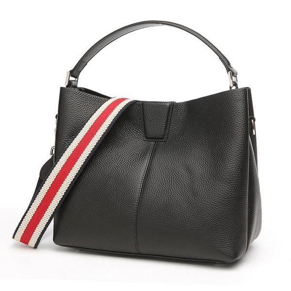 

belle2019 leather genuine woman litchi grain bucket single shoulder span will capacity shopping package