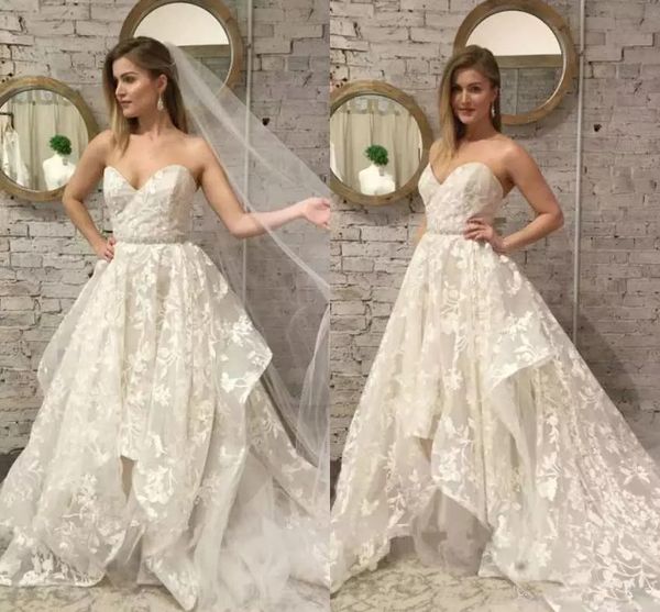 

Real Image 2020 A Line Wedding Dresses Sweetheart Lace Appliques Lace Up Vintage Garden Sexy Outdoor Country Wedding Bridal Gowns Cheap