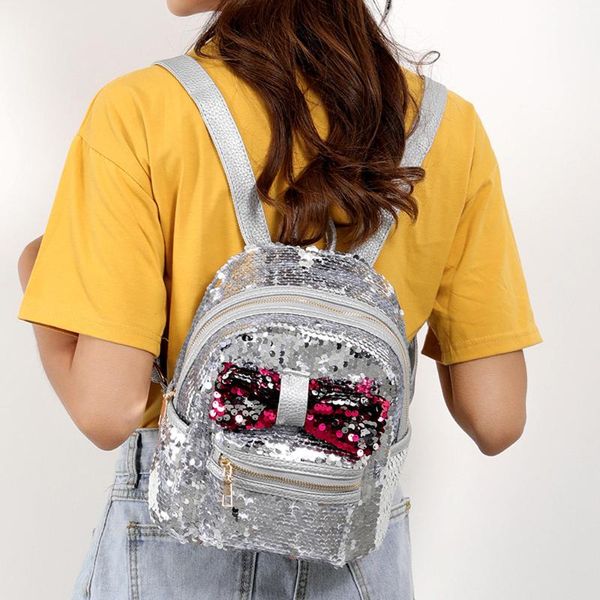 

fashion sequins bow tie school bag backpack satchel women travel shoulder bag female ladies school colorful backpack for teenage