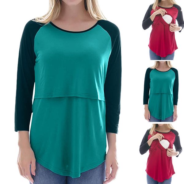 

Women Comfortable Home Pullover Nursing Shirt Maternity Solid Casual Summer Loose Nightdress Soft Crew Neck Long Sleeve
