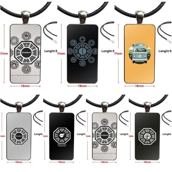 

necklace fashion long chain with rectangle necklace jewelry for christmas gift lost tv series dharma, Silver