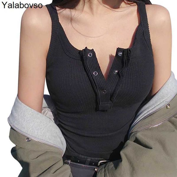 

women's tanks & camis sling bottoming vest 2021 spring solid color tank button clothes base shirt for female, White