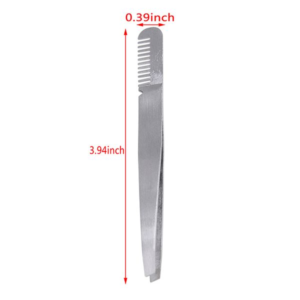 

1pc eyebrow tweezer with eyebrow comb stainless steel extension eyelashes tweezers cosmetic tool