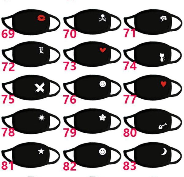 

party anime cartoon black mask kids fun fancy dress lower half face mouth muffle mask reusable dust warm windproof cotton mask