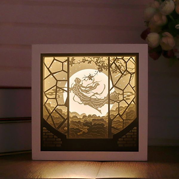 

moon paper sculpture lamp home party diy creative 3d nightscape deskglowing decoration gifts nightlight usb power supply