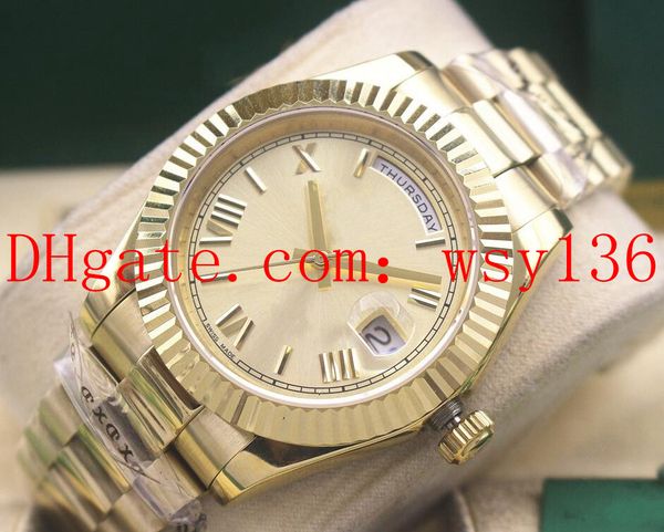 

new men's watch day-date president 40mm 18k yellow gold roman dial 228238 movement automatic mechanical wrist watches, Slivery;brown