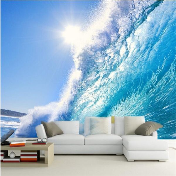 

custom 3d the deep blue sea surf ocean waves large murals tv backdrop p wallpaper wall mural papel de parede
