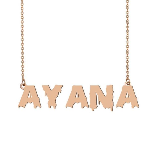 

ayana name necklace , cool bloody art name necklace for halloween and santa's day jewelry gift for kids boys girls, Silver