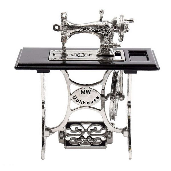 

vintage mini sewing machine dollhouse doll cloth model accessories home furniture crafts home decoration figurines miniatu