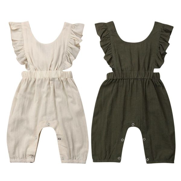 

new summer toddler baby girl sleeveless clothes ruffle solid romper jumpsuit outfits 3fs, Pink;blue