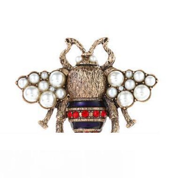 

crystal clothing brooch retro cute bee pearl pin alloy gemstone brooch europe united states fashion quality jewelry women gifts spot, Gray