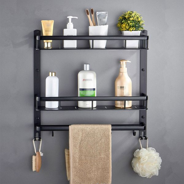 Bathroom Black Shelf Aluminum Shower Caddy Corner Shelves Bath