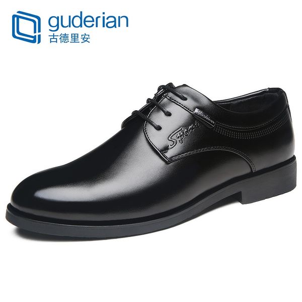 

guderian new casual leather shoes men lace up business men shoes formal leather breathable mens office sapatos masculino, Black