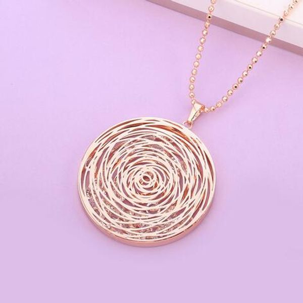 

розовое золото полый цветок ожерелье свитер длинный свитер ювелирные изделия геометрическая кристалл ожерелье для женщин подарок 2018 новая, Silver