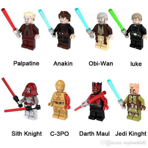 

space war palpatine anakin obi-wan luke sith knight c-3po darth maul jedi knight mini action figure building blocks toy