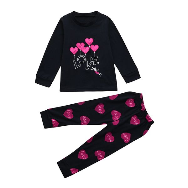 

newborn clothes set kids fashion baby girl boy letter heart print full sleeve +pants outfits set pajamas sleepwear clothing, White