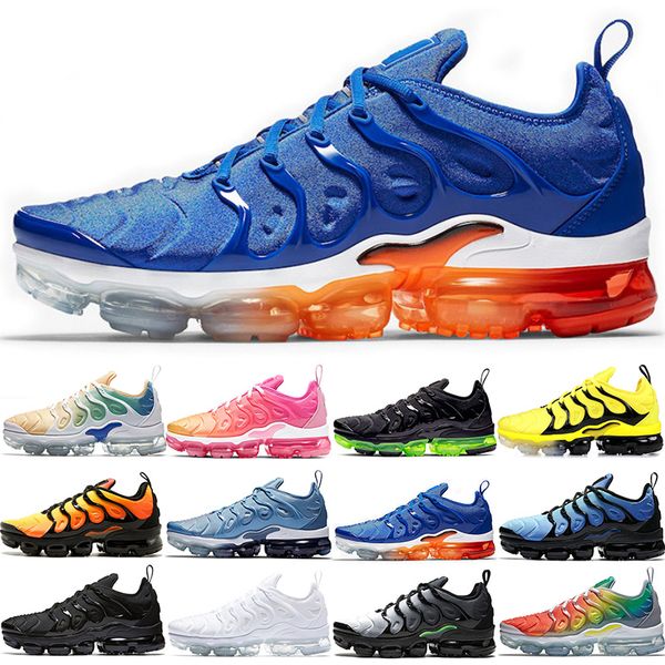 

Wholesale TN PLUS Mens Women Running Shoes Oreo Triple Black White Light Menta Bumblebee Rainbow Designer Trainer Sport Sneaker Size 36-45