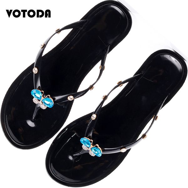 

summer women rhinestone bow flip flops casual beach sandals open toe slippers ladies non slip flat slides house bathroom slipper, Black
