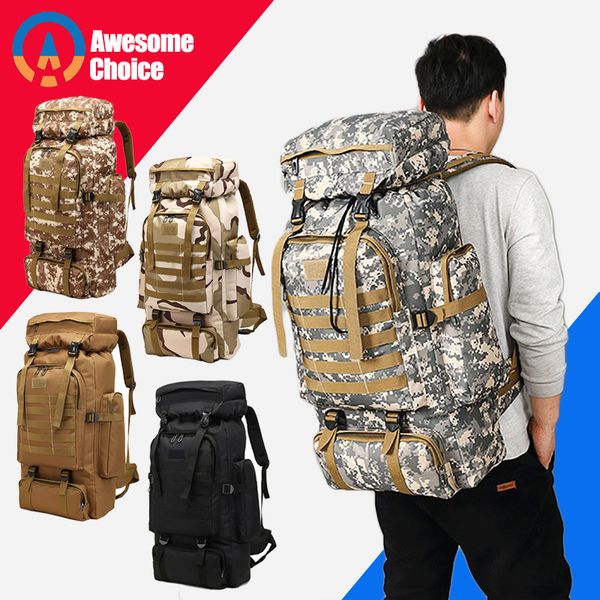 

80l waterproof molle camo tactical backpack army hiking camping backpack travel rucksack outdoor sports climbing bag