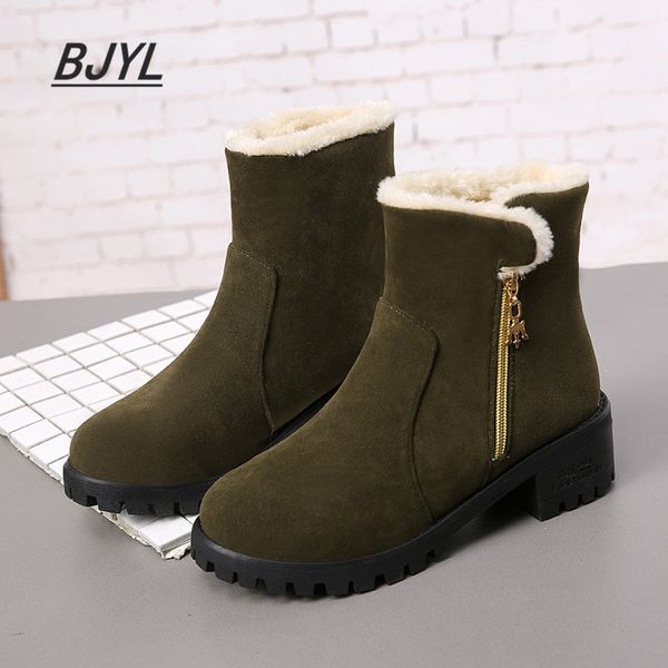 

winter new large cotton thick women's booties side zipper non-slip thickening with snow boots warm women's boots, Black
