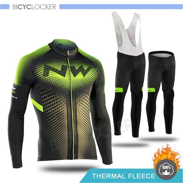 

northwave winter cycling jersey set long sleeve clothing thermal fleece cold protection mtb keep warm riding man clothes, Black;blue