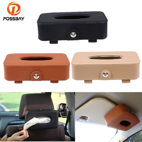

possbay car paper tissue box sun visor napkin paper towel holder sunshade storage boxes microfiber leather seat back bag