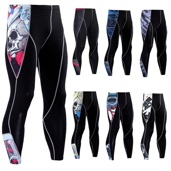 

mens compression pants sports running tights basketball ymy pants bodybuilding jogging skinny leggings trousers, Black;blue