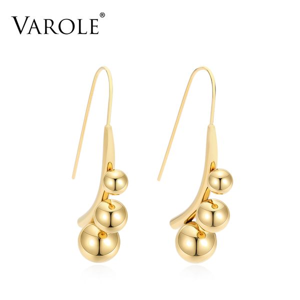 

varole minimalist beads dangle earrings unique gold color earings drop earrings for women long earring fashion jewelry brincos, Silver