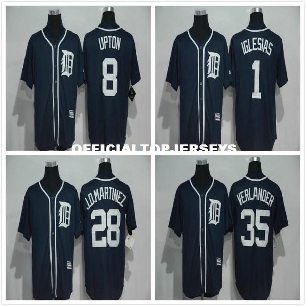 

8 justin upton 35 justin verlander jersey stitched black retro jersey, Black;blue