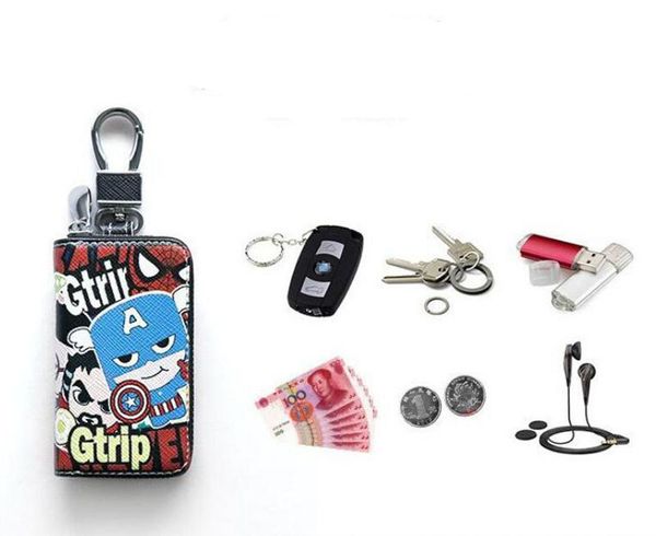 

мультфильм мужчина кожа держатели ключей кошельков zipper key кошелек мужских автомобили подарки пряжка корпус домработница держатель для лу, Silver